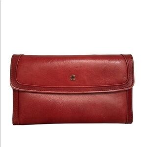 Bosca red leather checkbook wallet